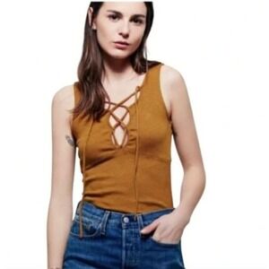FREE PEOPLE Emmy Lou Lace-Up Tank Top Size Small